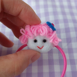 女の子ヘアゴム(ピンクショートヘア)　　レトロ　可愛い　人形　お人形 4枚目の画像