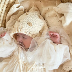 ベビーボンネット ぽこぽこ〈出産祝い ニューボーンフォト ハーフ