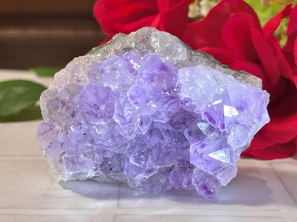 レインボー✨　ラベンダー　アメジスト　クラスター　原石　紫水晶 1枚目の画像