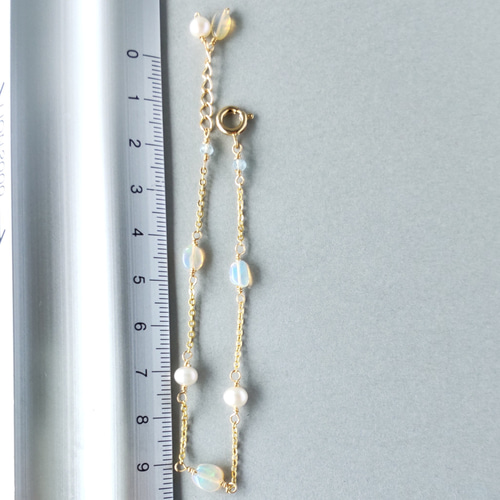 k14gf エチオピアオパール&淡水パール ブレスレット ブレスレット
