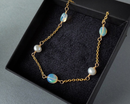 k14gf エチオピアオパール&淡水パール ブレスレット ブレスレット