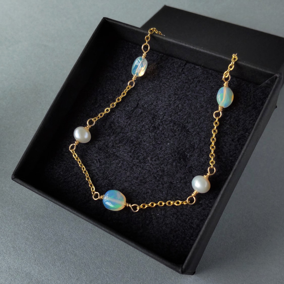 SV925 エチオピアンオパール　縦向き　オーバル　ブレスレット　7×5㎜ SV925 エチオピアンオパール 縦向き オーバル ブレスレット 7×5