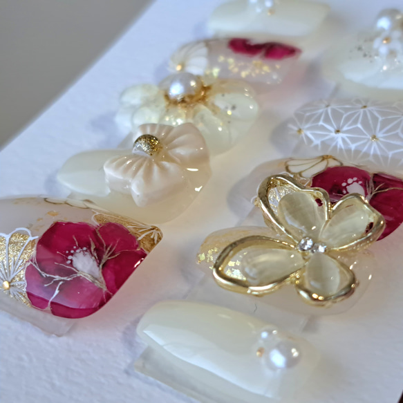 ニュアンスネイル　ぷっくりフラワー　結婚式　ブライダル　成人式　フレンチガーリー ぷっくりフラワーネイル♡ ニュアンスネイル 成人式ネイル ブライダル