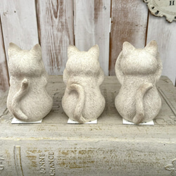 【3点セット】アニマルキャット 白猫　ガーデニング雑貨 インテリア雑貨　カルナック 3枚目の画像