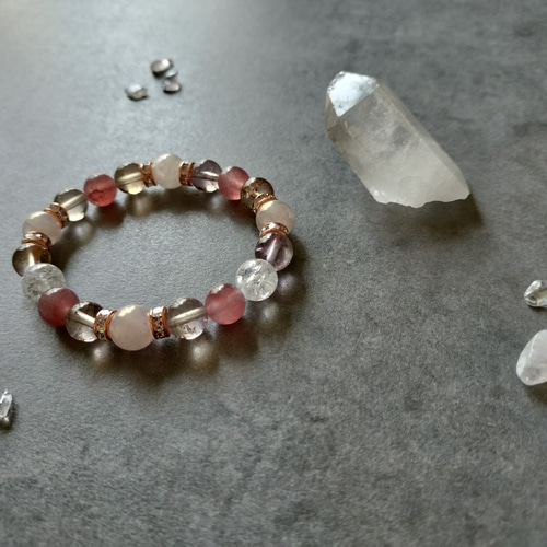 ローズクォーツ / ストロベリークォーツ /天然石ブレスレット/苺水晶