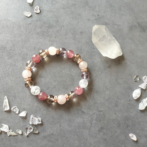 ローズクォーツ / ストロベリークォーツ /天然石ブレスレット/苺水晶