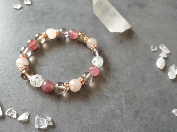 ローズクォーツ / ストロベリークォーツ /天然石ブレスレット/苺水晶