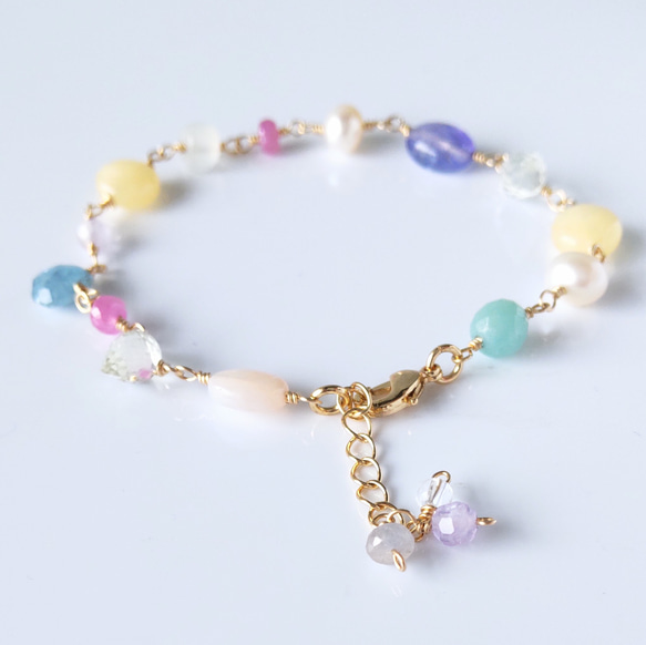 【翌日発送】k14gf 天然石ブレスレット　rainbow bracelet 4枚目の画像