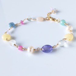 【翌日発送】k14gf 天然石ブレスレット　rainbow bracelet 1枚目の画像