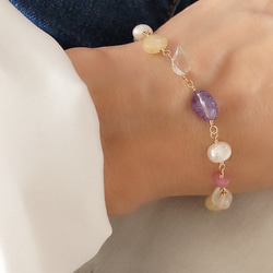 【翌日発送】k14gf 天然石ブレスレット　rainbow bracelet 2枚目の画像