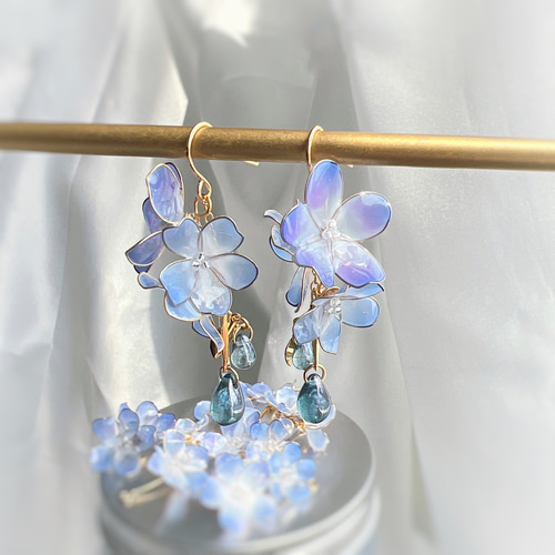水彩のネモフィラ ピアス/イヤリング ディップアート アメリカン