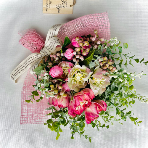 フラワースワッグ】人気のクリスマスローズ八重咲のスワッグブーケ お  