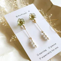 ♡アンティーク♡ポストK18YGボタンモチーフピアス♡春夏アクセ♡バブル商品♡ passe × olive】アンティーク風お花のビーズとコットンパールの