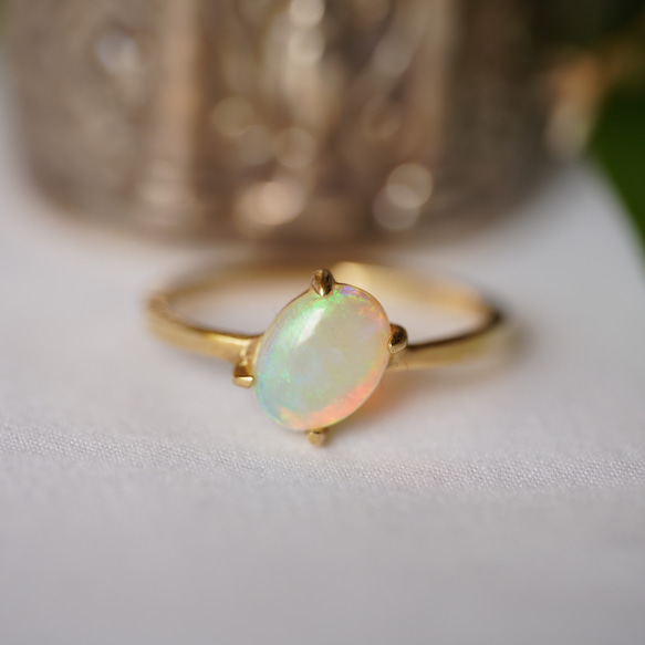 K18 Oval Opal ring（R042_ROp,0.85ct） 6枚目の画像