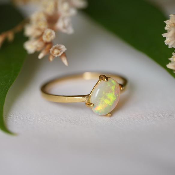 K18 Oval Opal ring（R042_ROp,0.85ct） 2枚目の画像