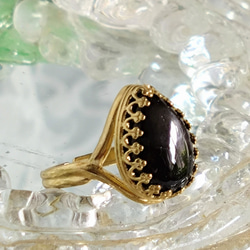 ブラックスター ダイオプサイド ・・雫の ring （ゴールドカラーリング・フリーサイズ） 14枚目の画像