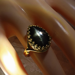 ブラックスター ダイオプサイド ・・雫の ring （ゴールドカラーリング・フリーサイズ） 6枚目の画像