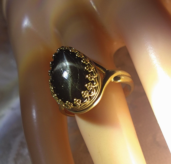 ブラックスター ダイオプサイド ・・雫の ring （ゴールドカラーリング・フリーサイズ） 11枚目の画像