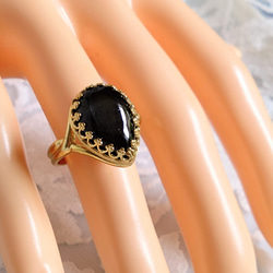 ブラックスター ダイオプサイド ・・雫の ring （ゴールドカラーリング・フリーサイズ） 10枚目の画像