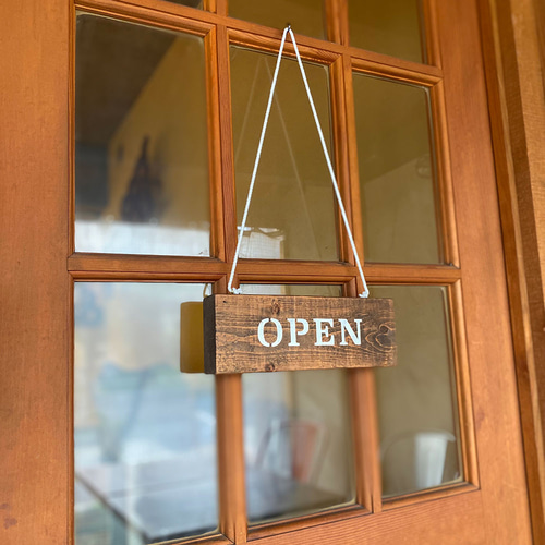 RAW WOODEN DOOR SIGN OPEN CLOSED ロウ ウッド ドア サイン