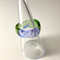 ガラスリング　〜 plat 〜　ブルー　パープル　グリーン　紫陽花　5号 〜 18号　送料無料　ガラス　指輪 5枚目の画像