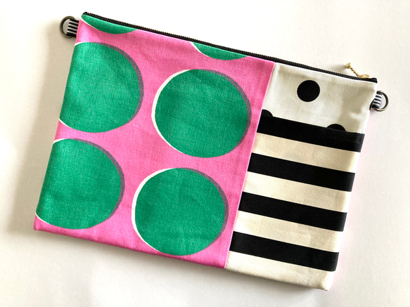 Petanko 大袋，帶大圓點口袋 *粉紅色 x 綠色 第1張的照片