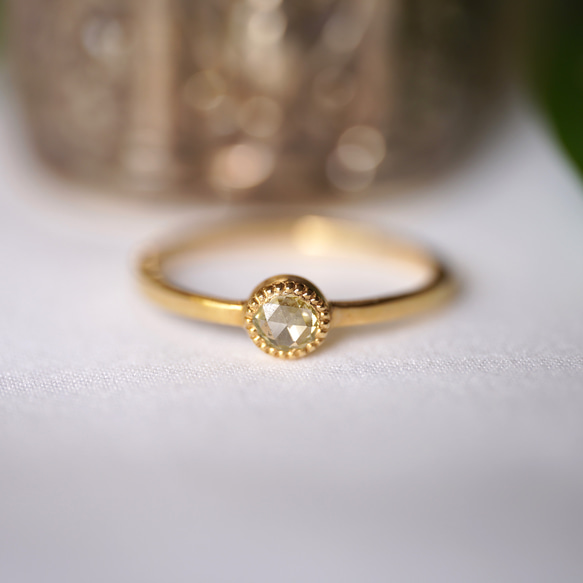 K18 Round Rose cut Diamond ring(0.164ct,R074_RDClear) 5枚目の画像