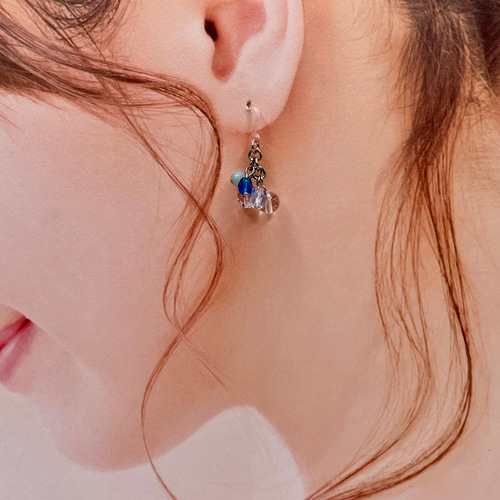 アマゾナイト＆クリスタル（水晶）の天然石ピアス（イヤリング 