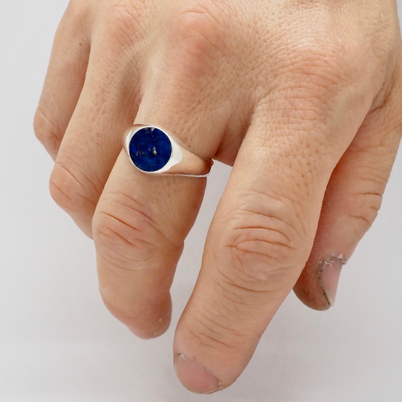 ラピスラズリ シグネットリング　／　lapis lazuli signet ring  SILVER925 2枚目の画像