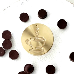 シーリングスタンプ 「  コーヒーカップとハート」 3㌢  シーリングスタンプヘッド  ワックス 1枚目の画像