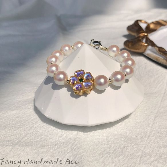 現貨 幻夢藍空手鍊 珍珠手鍊 韓國極光珍珠手鍊 日常款 日常配戴 Dreamy Sky Pearl Bracelet 第4張的照片