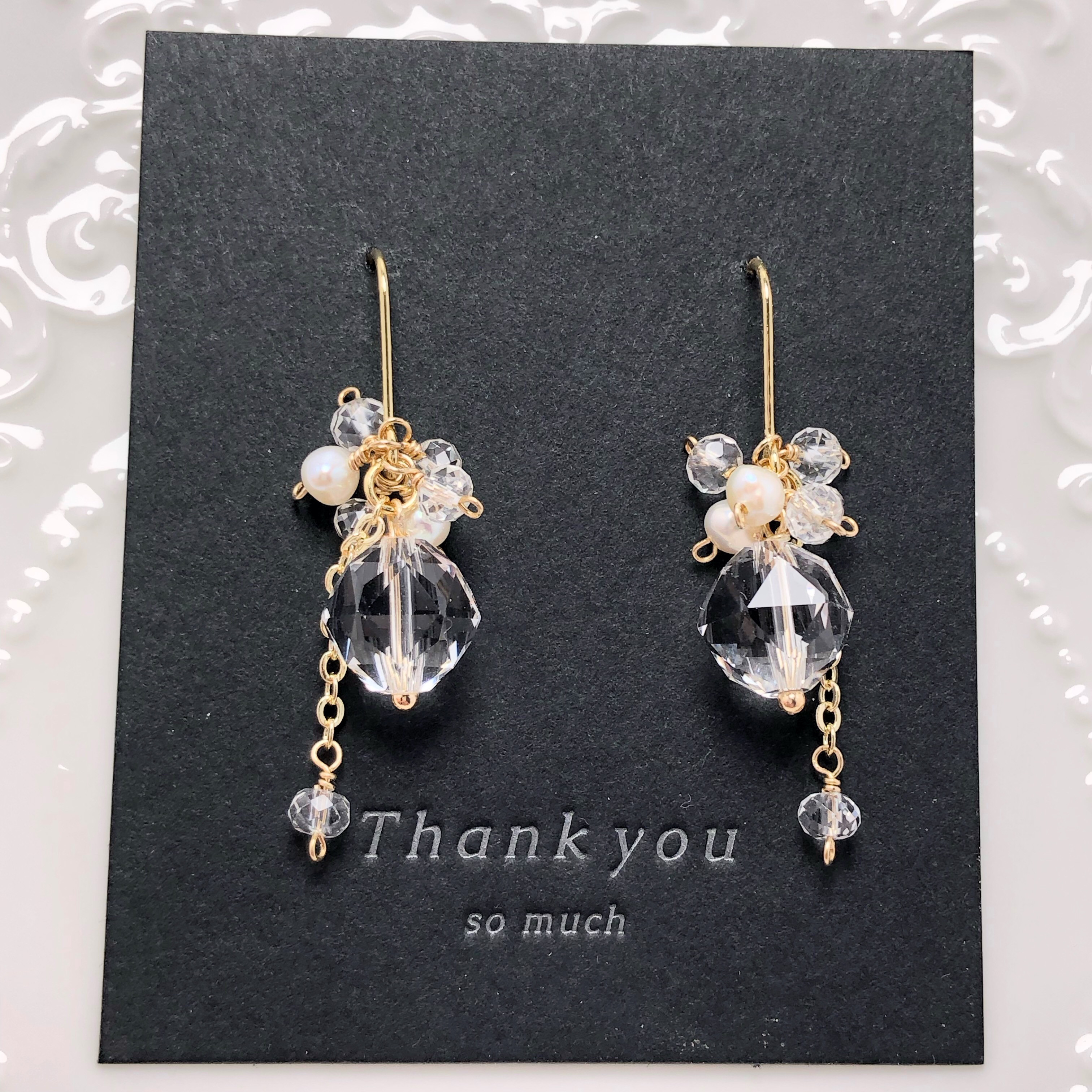 《  14kgfピアス》宝石質AAAクリスタルピアス