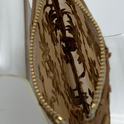 ミニ　セミシースルーなポーチ　小花刺繍糸のハードメッシュ　茶色　小　506 5枚目の画像