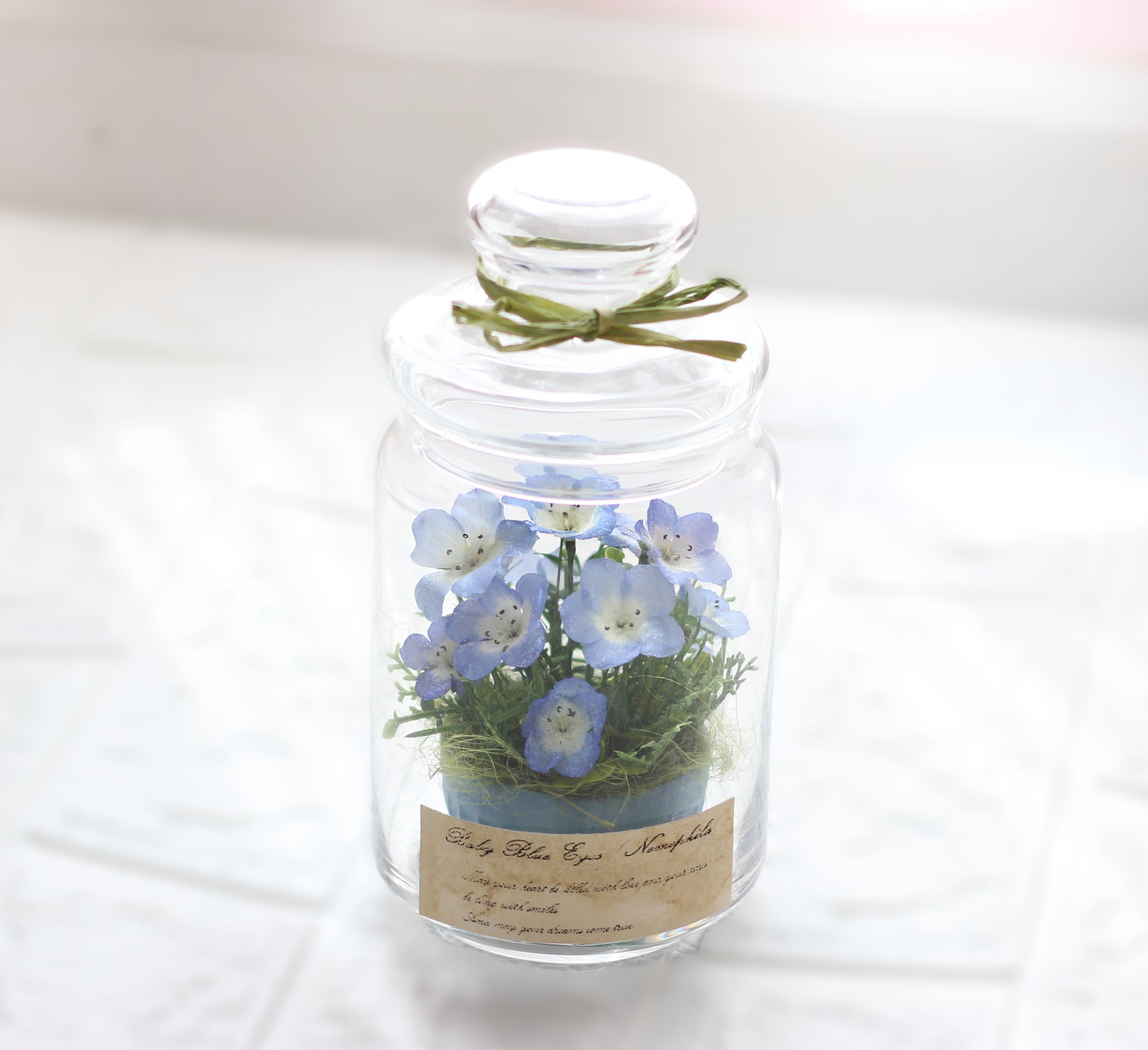 ボトルフラワー ドライ 20cm×18cm アトリエRyoko お花 ネモフィラ