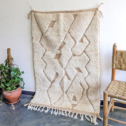 モロッコ ラグ ベニワレンNo.7　ベージュ　カーペット　絨毯 1枚目の画像