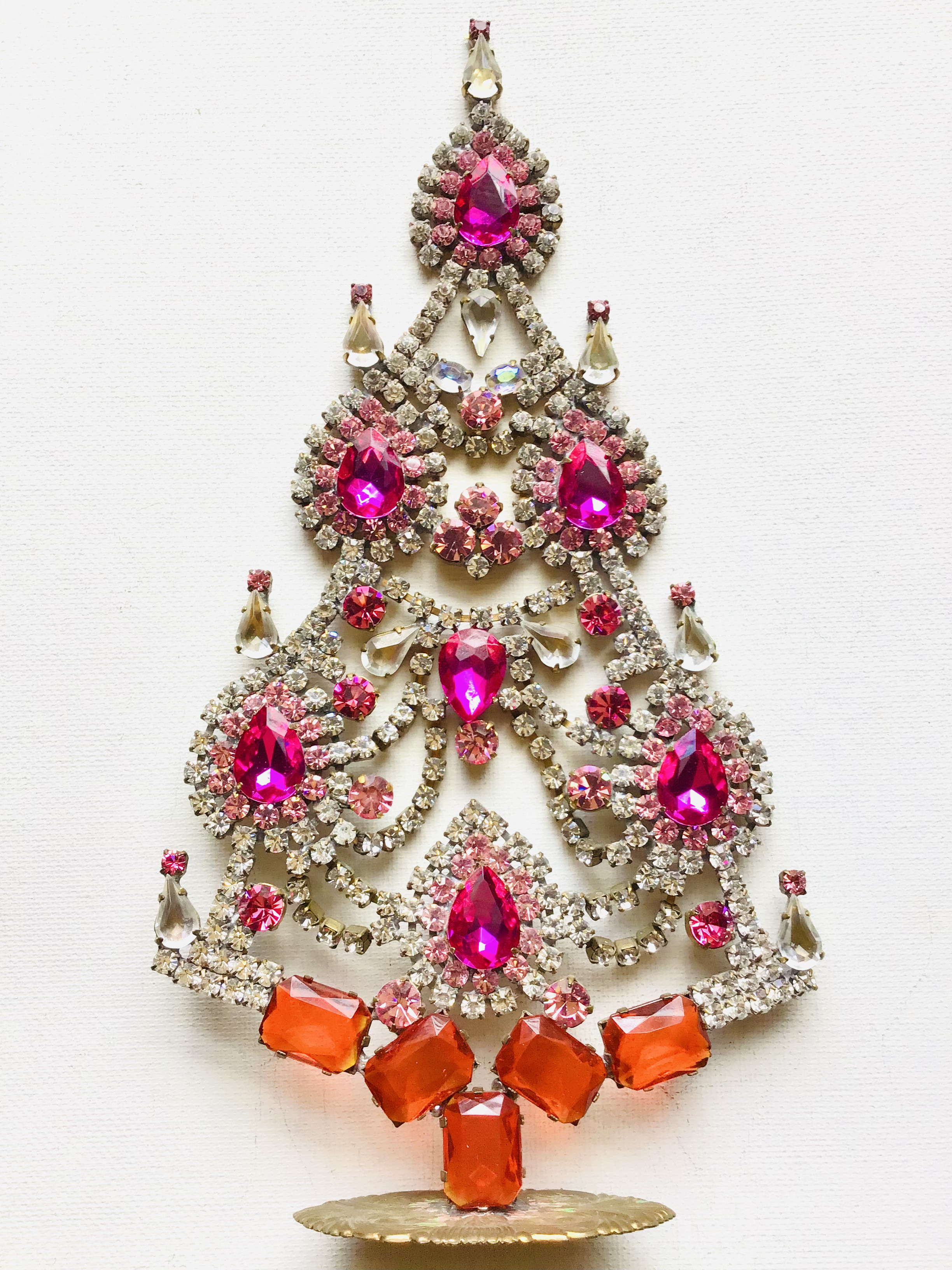 チェコガラス　ビンテージ　クリスマスツリー　ヴィンテージ　チェコ　ラインストーン