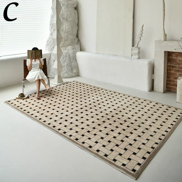 タイル カーペット 絨毯 ラグ マット シンプル モダン おしゃれ 長方形 160×230 140×200 ch-966 4枚目の画像