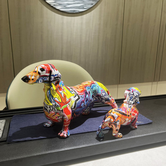 ダックスフント 犬 飾り 置物 大きい 小さい ダックス 玄関 リビング おしゃれ モダン カラフル ch-959 12枚目の画像