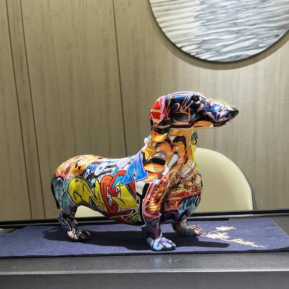 ダックスフント 犬 飾り 置物 大きい 小さい ダックス 玄関 リビング おしゃれ モダン カラフル ch-959 10枚目の画像