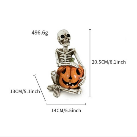 骸骨 ガイコツ 骨 模型 骨格 カボチャ 南瓜 全身 スカル ドクロ 置物 ハロウィン 飾り オブジェ ch-958 9枚目の画像