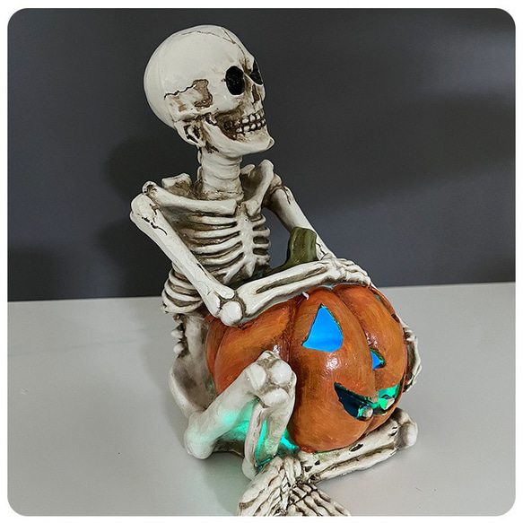 骸骨 ガイコツ 骨 模型 骨格 カボチャ 南瓜 全身 スカル ドクロ 置物 ハロウィン 飾り オブジェ ch-958 6枚目の画像