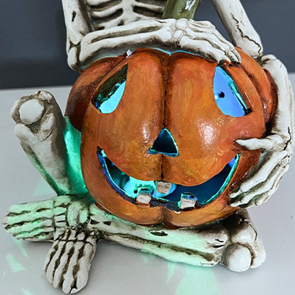 骸骨 ガイコツ 骨 模型 骨格 カボチャ 南瓜 全身 スカル ドクロ 置物 ハロウィン 飾り オブジェ ch-958 7枚目の画像