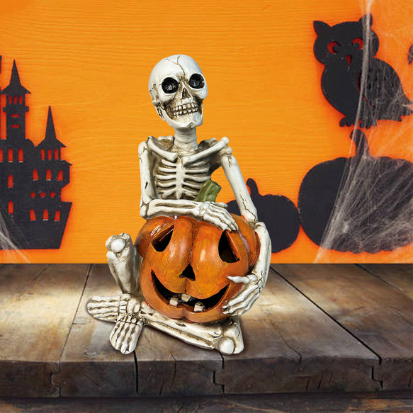 骸骨 ガイコツ 骨 模型 骨格 カボチャ 南瓜 全身 スカル ドクロ 置物 ハロウィン 飾り オブジェ ch-958 2枚目の画像
