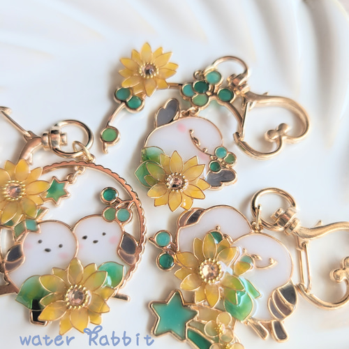 夏のシマエナガキーホルダー(シングル)【アメリカンフラワー/ディップ