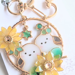 桜満開！シマエナガキーホルダー(リング)【桜ハンドメイド2024