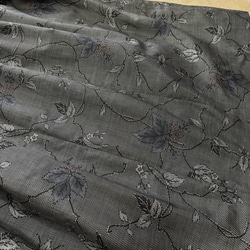 大島紬のピンタックワンピース　シャツワンピース　グレー花　着物リメイク 5枚目の画像