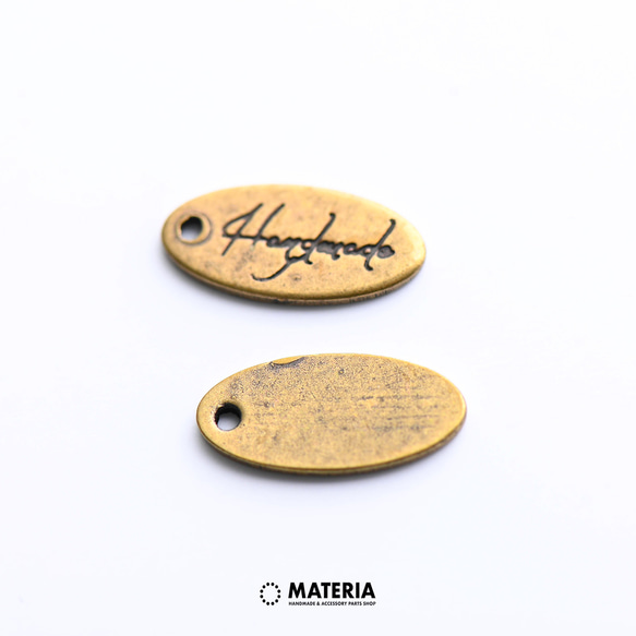 最高級鍍金★"handmade"プレート　金古美　4個　韓国製 　タグパーツ　チャーム 2枚目の画像