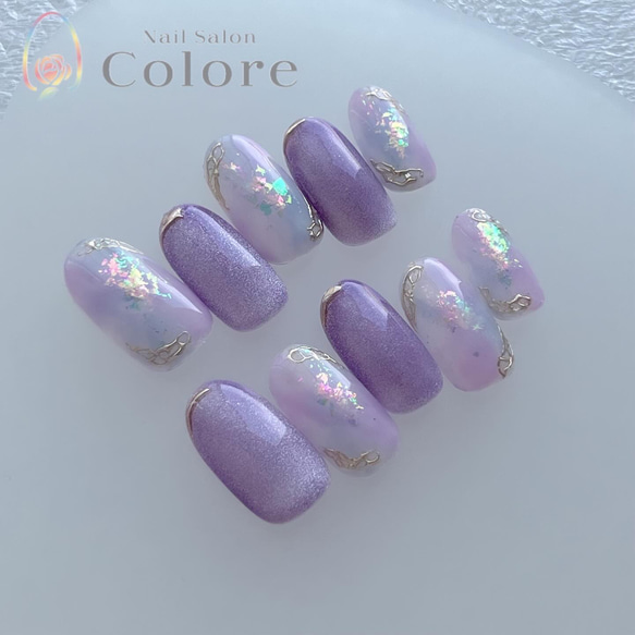 うるうるキラキラ紫陽花ニュアンスネイル ネイルチップ（つけ爪） nail  