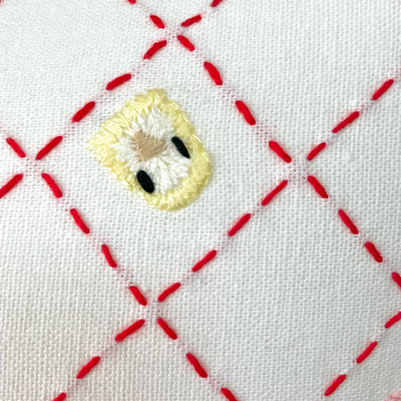 コザクラインコ刺繍　刺し子クッション30×30㎝ 12枚目の画像