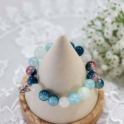 空ハンドメイド໒꒱.+ハートと薔薇彫り天然石ブレスレット 空ハンドメイド໒꒱.+ハートと薔薇彫り天然石ブレスレット